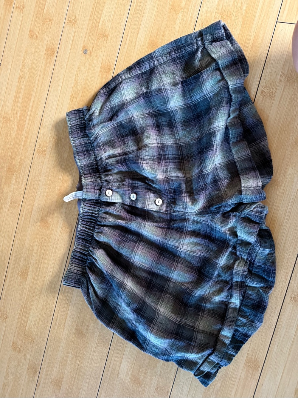 Free People Blue Multi Plaid High Waist Shorts